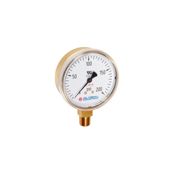Wika 2 Compressed Gas Gauge 60 PSI 1/4 NPT LM Polished Brass 52925877 - main